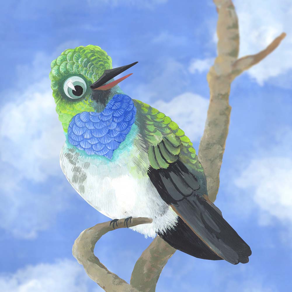 lovebirds illustration Canivets Emerald Hummingbird Jeanne Melchels